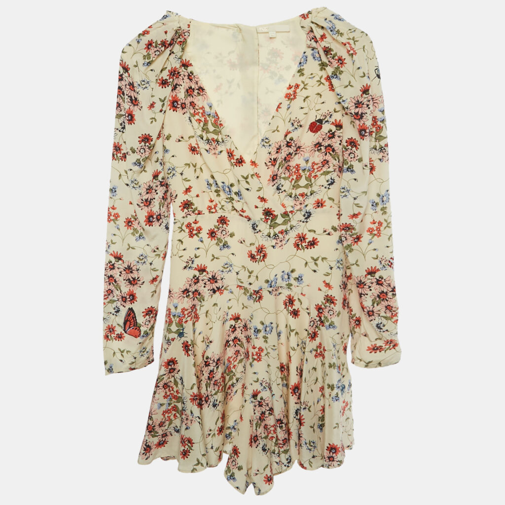 Maje Navy Cream Floral Print Silk Mini Dress S Maje Navy Cream Floral Print Silk Mini Dress S