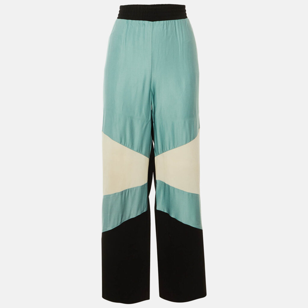 Maje Black Colorblock Crepe Parme Wide Leg Trousers L Maje Black Colorblock Crepe Parme Wide Leg Trousers L
