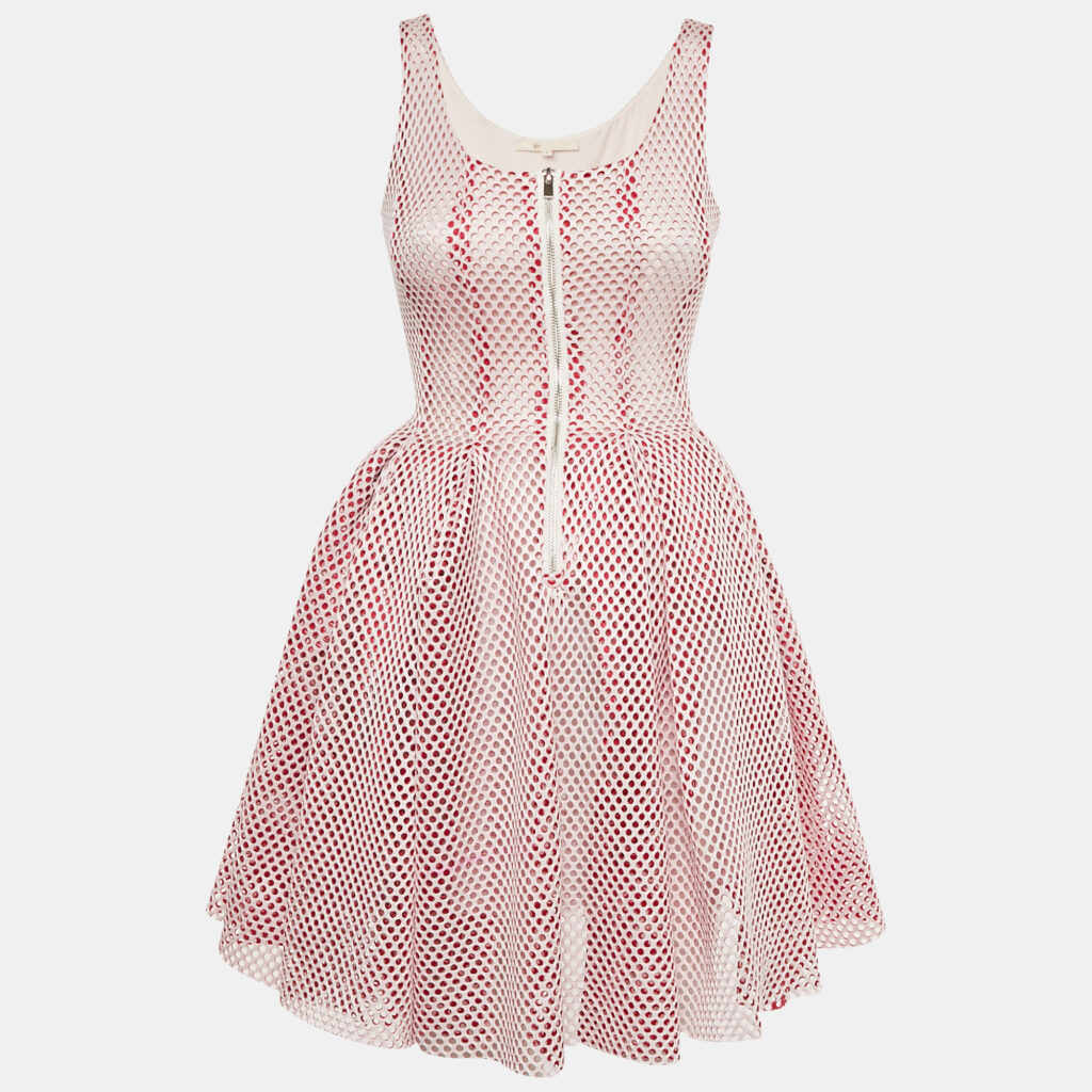 Maje Pink Mesh Sleeveless Mini Dress S Maje Pink Mesh Sleeveless Mini Dress S