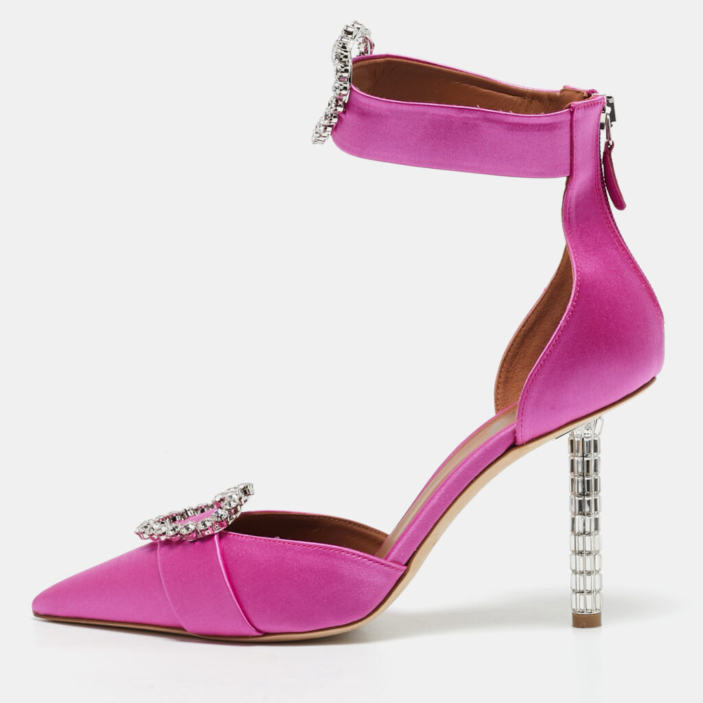 Malone Souliers Pink Satin Camille Ankle Strap Pumps Size 39 Malone Souliers Pink Satin Camille Ankle Strap Pumps Size 39
