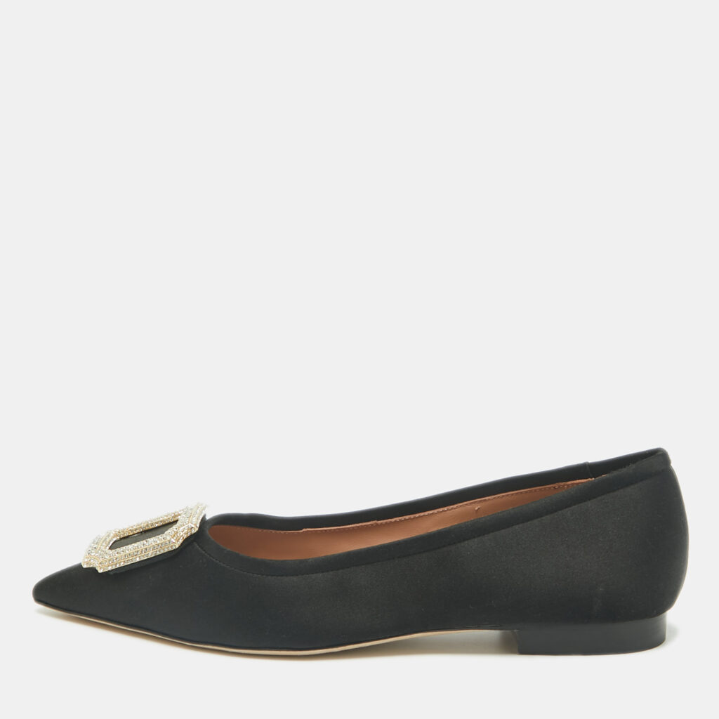 Malone Souliers Black Satin Lina Ballet Flats Size 37 Malone Souliers Black Satin Lina Ballet Flats Size 37