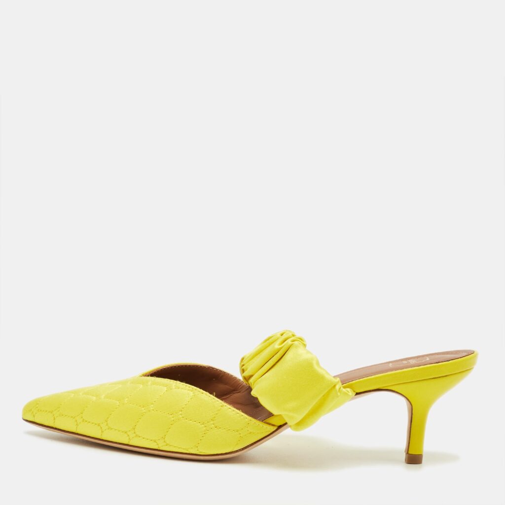 Malone Souliers Yellow Satin Maisie Mules Size 38.5 Malone Souliers Yellow Satin Maisie Mules Size 38.5