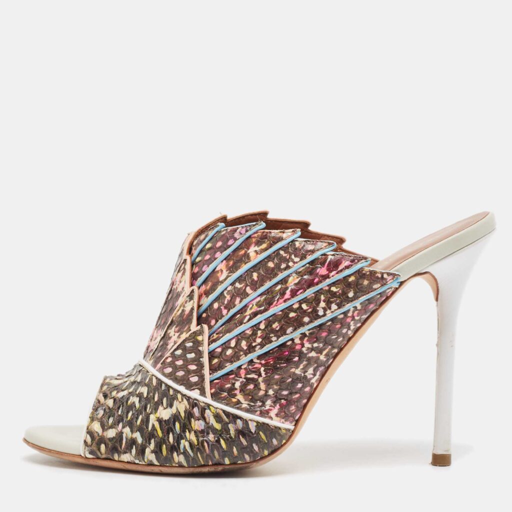 Malone Souliers Multicolor Python Leather Mules Size 37.5 Malone Souliers Multicolor Python Leather Mules Size 37.5