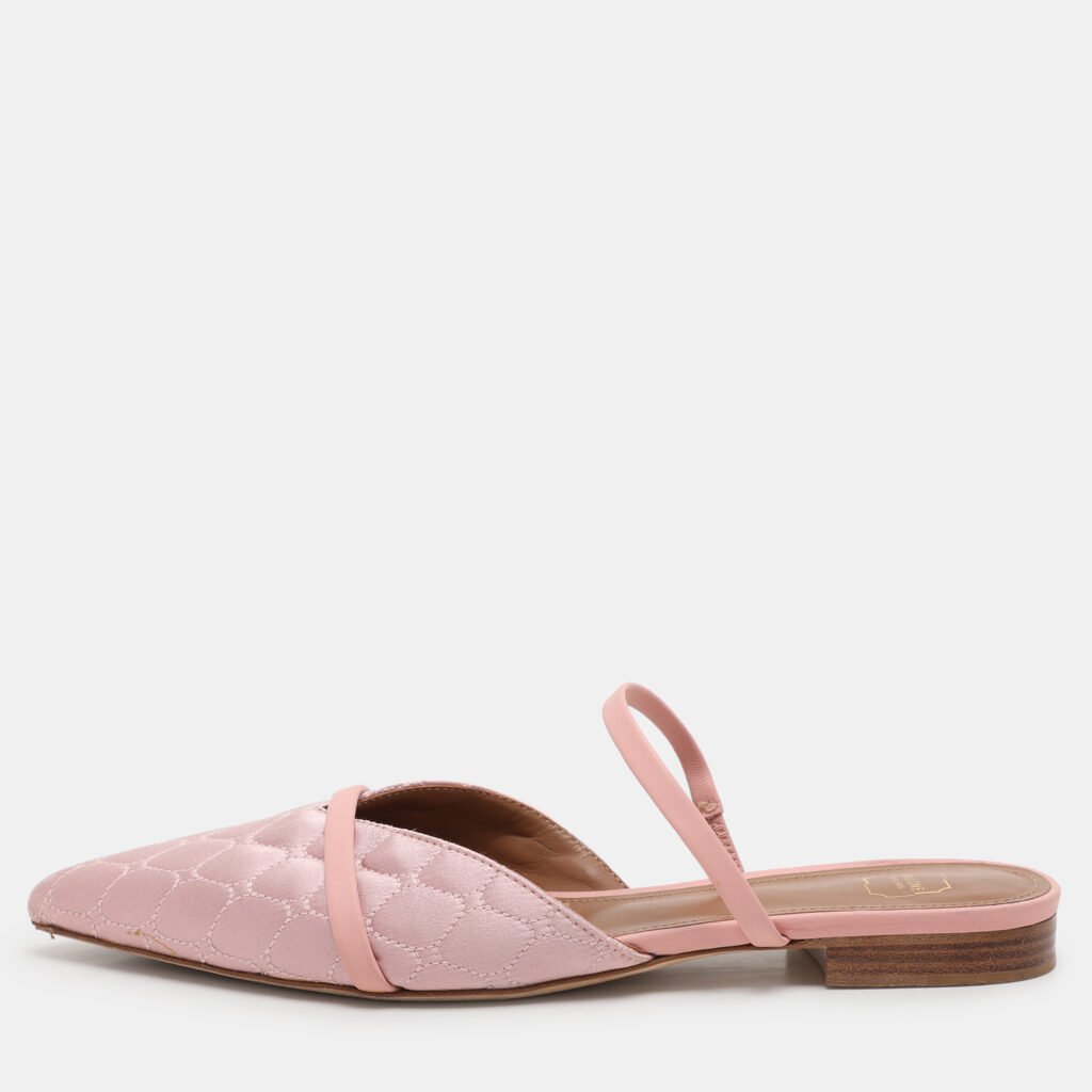 Malone Souliers Beige Leather and Satin Frankie Mules Size 38.5 Malone Souliers Beige Leather and Satin Frankie Mules Size 38.5