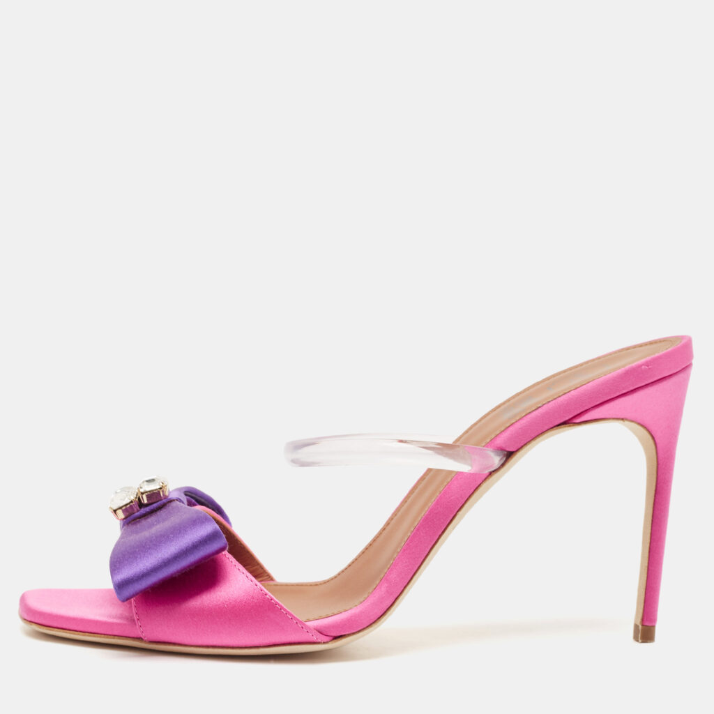 Malone Souliers Purple/Pink Satin Emily Slide Sandals Size 37.5 Malone Souliers Purple/Pink Satin Emily Slide Sandals Size 37.5