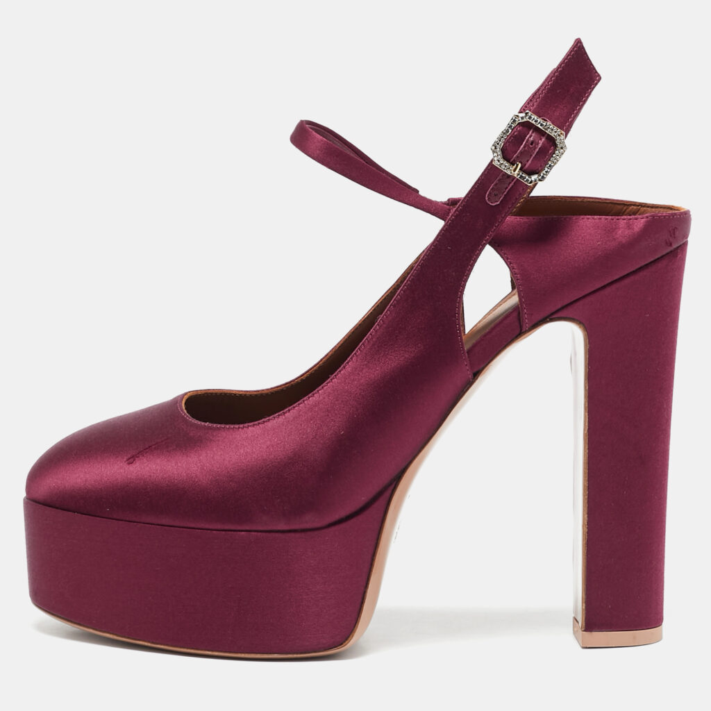 Malone Souliers Burgundy Satin Platform Ankle Strap Pumps Size 40 Malone Souliers Burgundy Satin Platform Ankle Strap Pumps Size 40