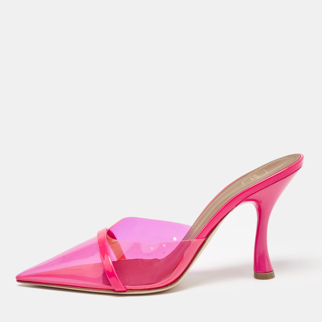 Malone Souliers Neon Pink Patent Leather and PVC Joella Heel Mules Size 37.5 Malone Souliers Neon Pink Patent Leather and PVC Joella Heel Mules Size 37.5