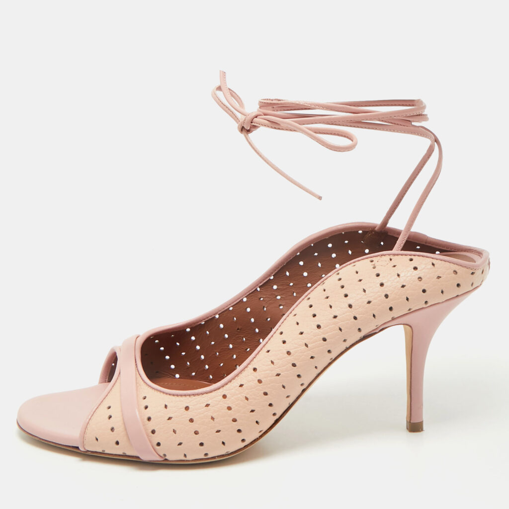 luxury-women-malone-souliers-used-shoes-p1169644-009-1.jpg Malone Souliers Pink Leather Alba Ankle Tie Sandals Size 40