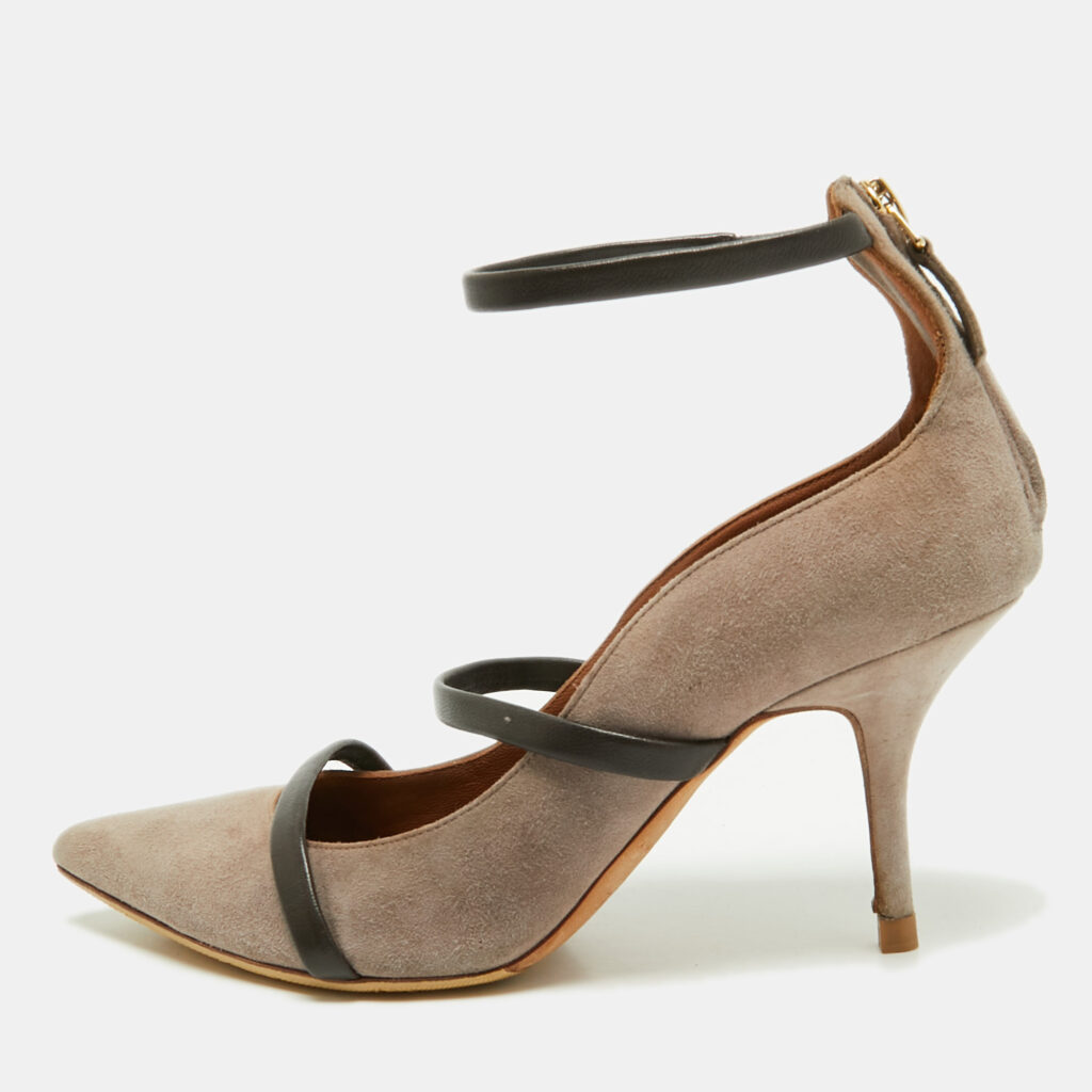 Malone Souliers Brown Suede Robyn Ankle Strap Pumps Size 36
