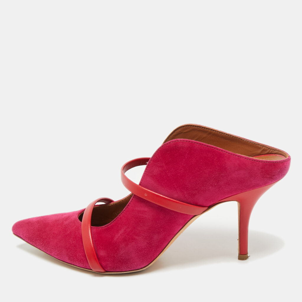 Malone Souliers Pink/Red Suede Maureen Heel Mules Size 39 Malone Souliers Pink/Red Suede Maureen Heel Mules Size 39