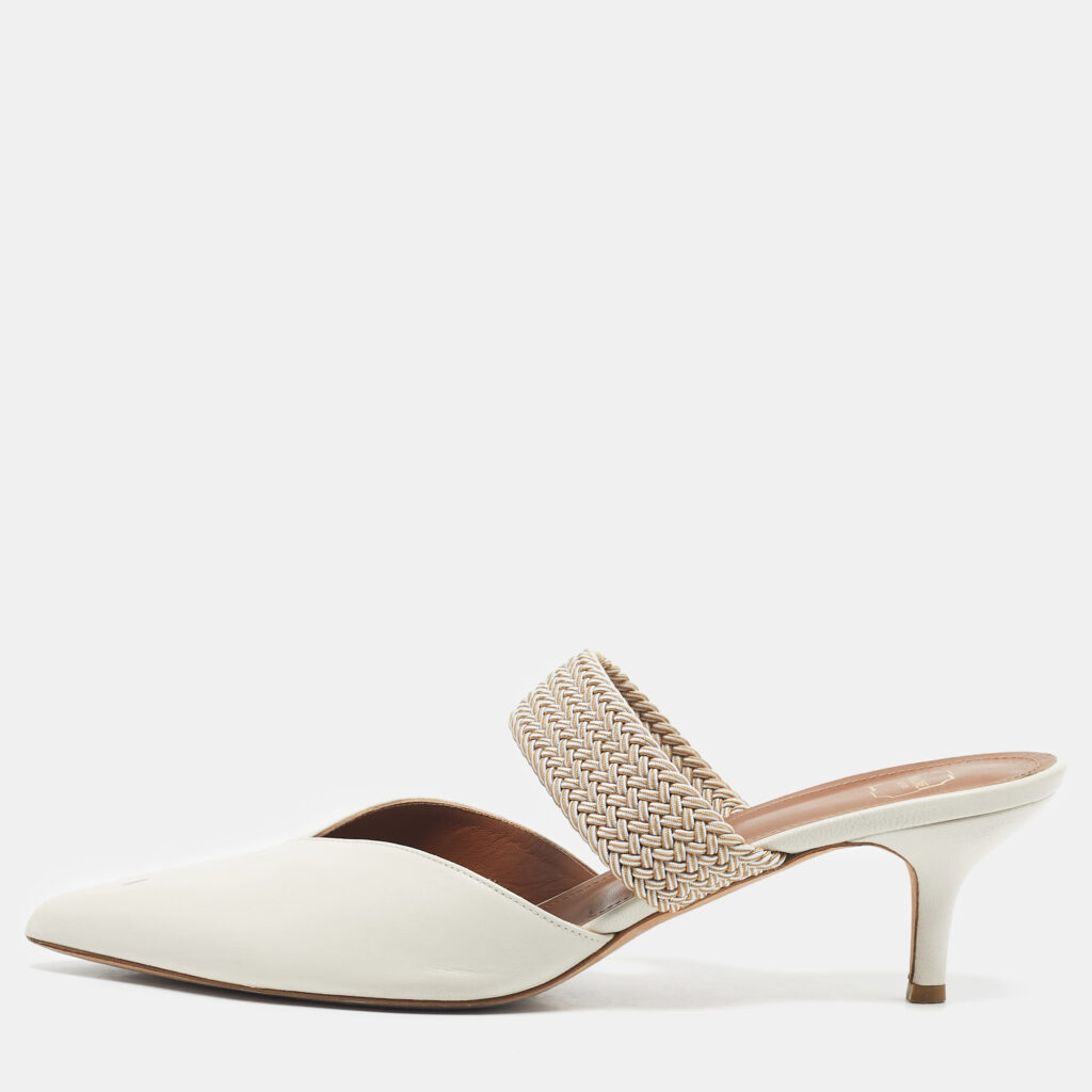 Malone Souliers Cream Raffia and Leather Maisie Mules Size 42 Malone Souliers Cream Raffia and Leather Maisie Mules Size 42