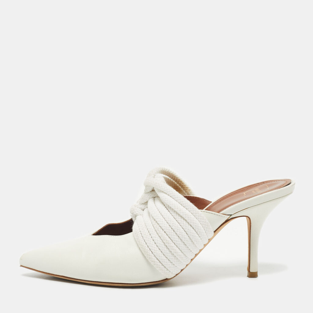 Malone Souliers White Leather Rope Mules Size 38 Malone Souliers White Leather Rope Mules Size 38