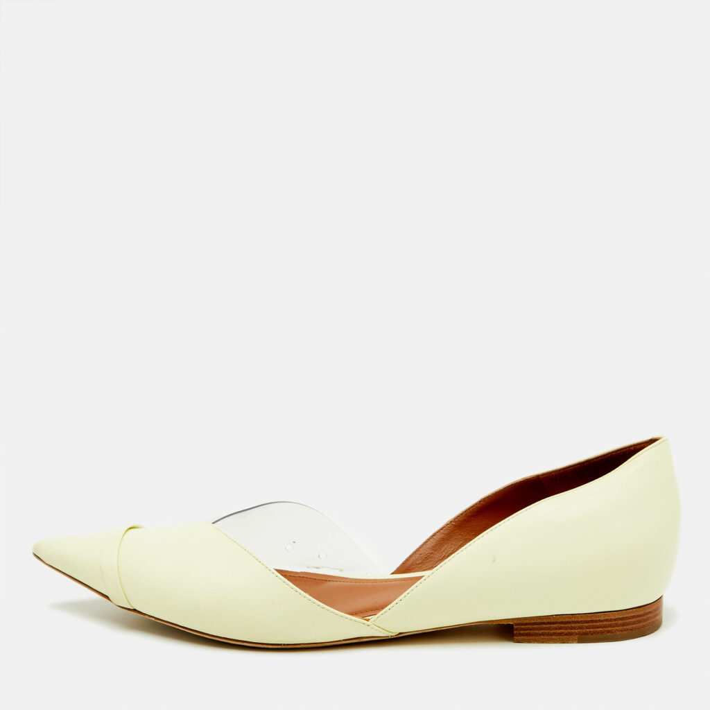 Malone Souliers Buttercup/Clear Leather and PVC Hurley Ballet Flats Size 39.5 Malone Souliers Buttercup/Clear Leather and PVC Hurley Ballet Flats Size 39.5