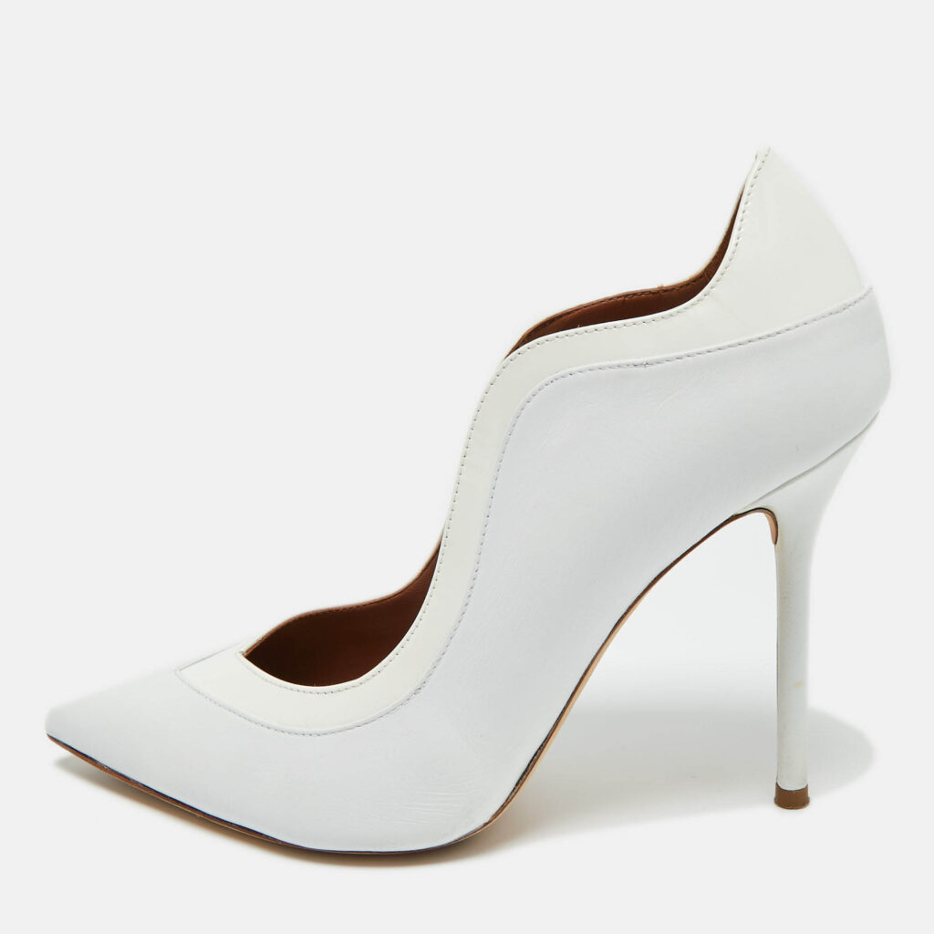 Malone Souliers White Leather and Patent Leather Penelope Pumps Size 38.5 Malone Souliers White Leather and Patent Leather Penelope Pumps Size 38.5
