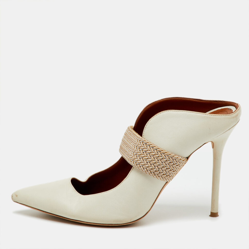 Malone Souliers by Roy Luwolt Off White/Beige Leather Mara Mules Size 39.5 Malone Souliers by Roy Luwolt Off White/Beige Leather Mara Mules Size 39.5