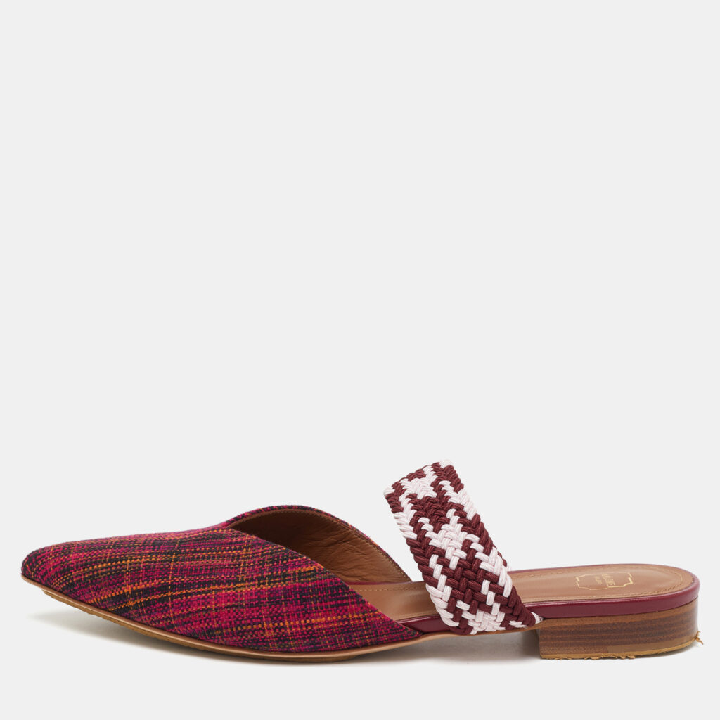 Malone Souliers Multicolor Check Canvas and Cord Maisie Flat Mules Size 39 Malone Souliers Multicolor Check Canvas and Cord Maisie Flat Mules Size 39