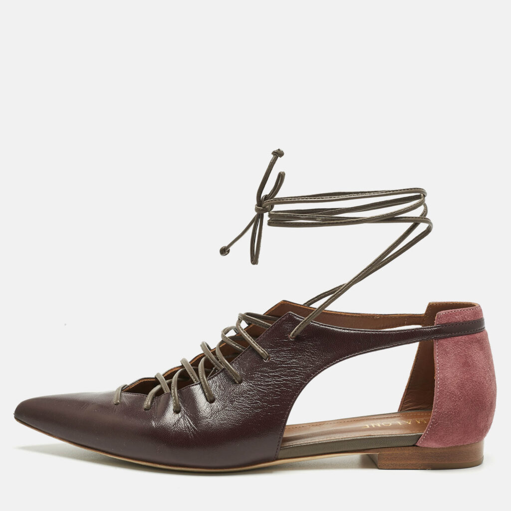Malone Souliers Burgundy Leather and Suede Montana Lace Up Flat Size 37 Malone Souliers Burgundy Leather and Suede Montana Lace Up Flat Size 37