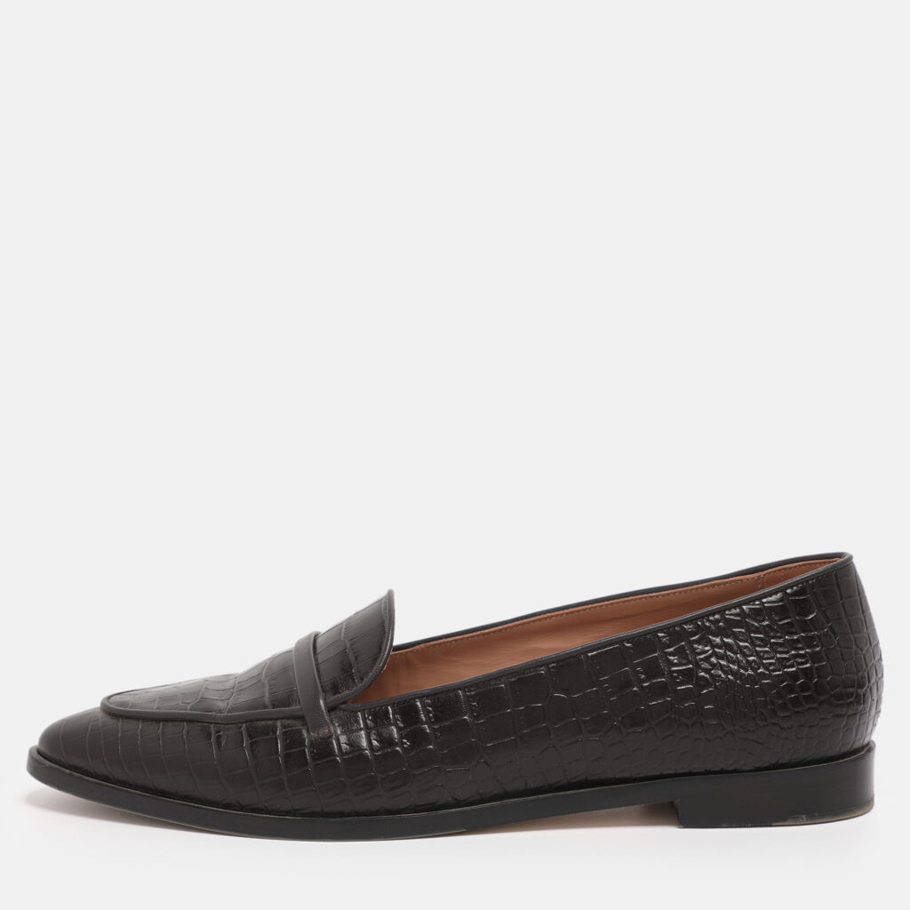 Malone Souliers Brown Croc Embossed Leather Barry Smoking Slippers Size 41 Malone Souliers Brown Croc Embossed Leather Barry Smoking Slippers Size 41