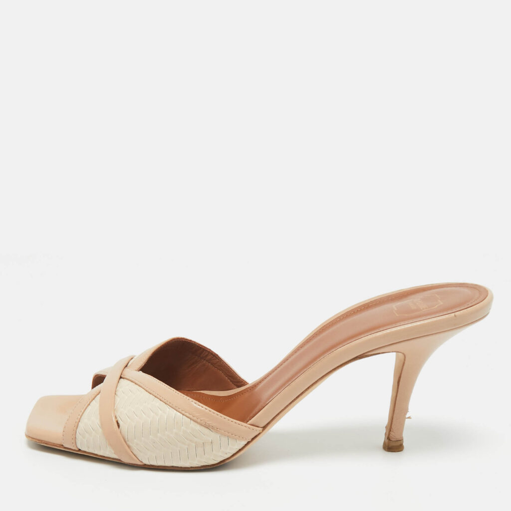 Malone Souliers Beige Leather Perla Mules Slide Sandals Size 38