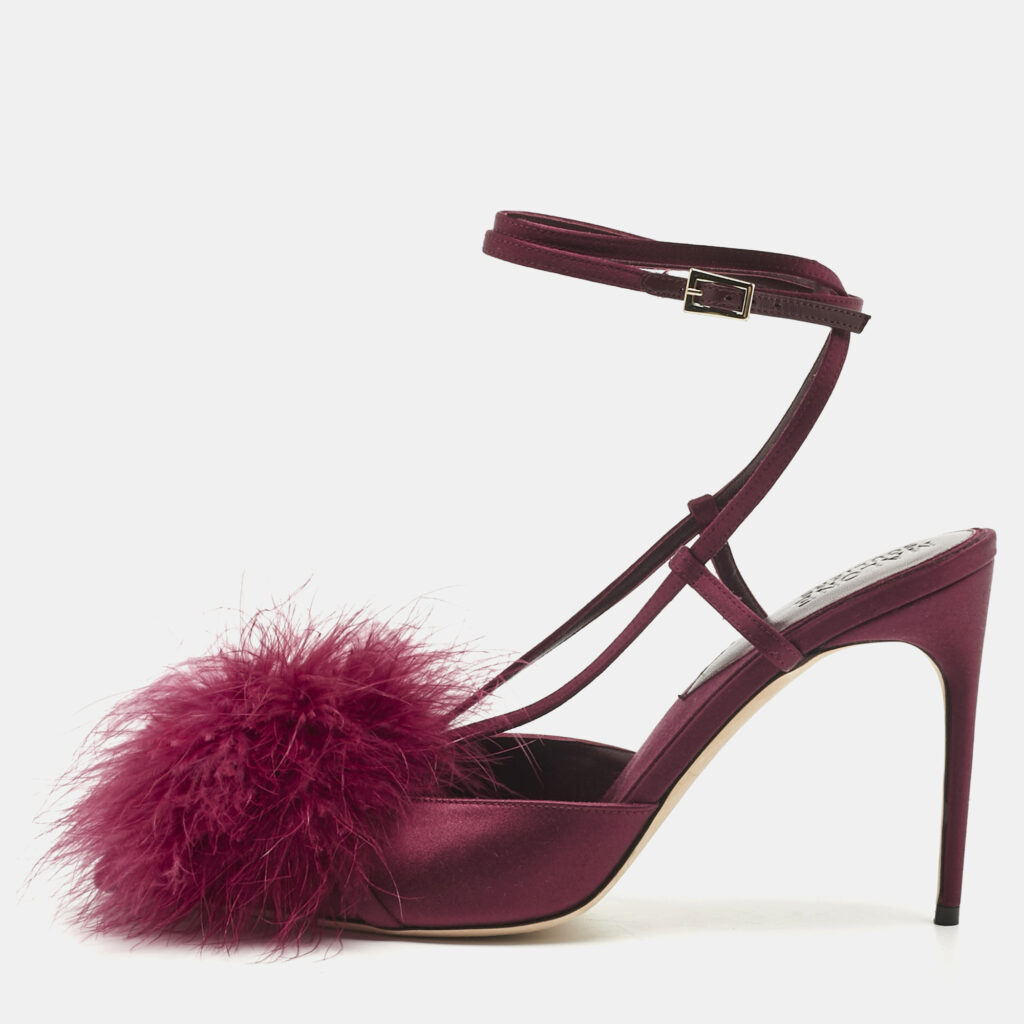 Malone Souliers Purple Fur and Satin Raffaella Pumps Size 40 Malone Souliers Purple Fur and Satin Raffaella Pumps Size 40