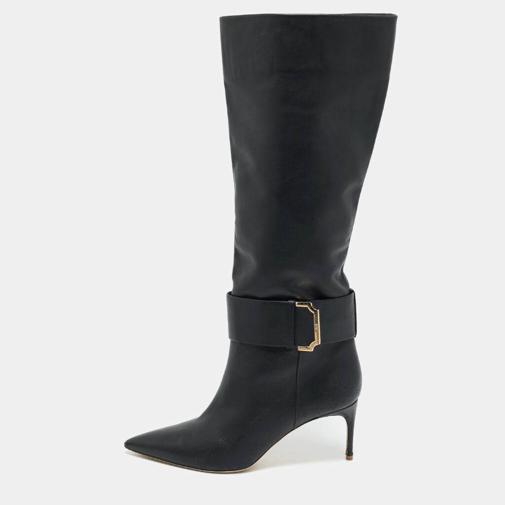 luxury-women-malone-souliers-used-shoes-p1217015-001.jpg Malone Souliers Black Leather Silvana Knee Length Boots Size 40