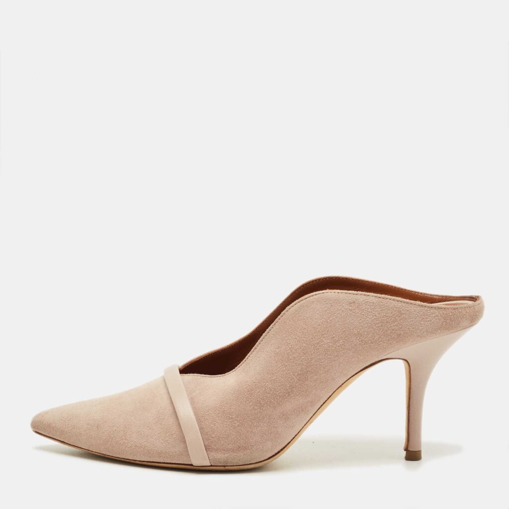 Malone Souliers Beige Leather and Suede Bobbi Mules Size 37.5