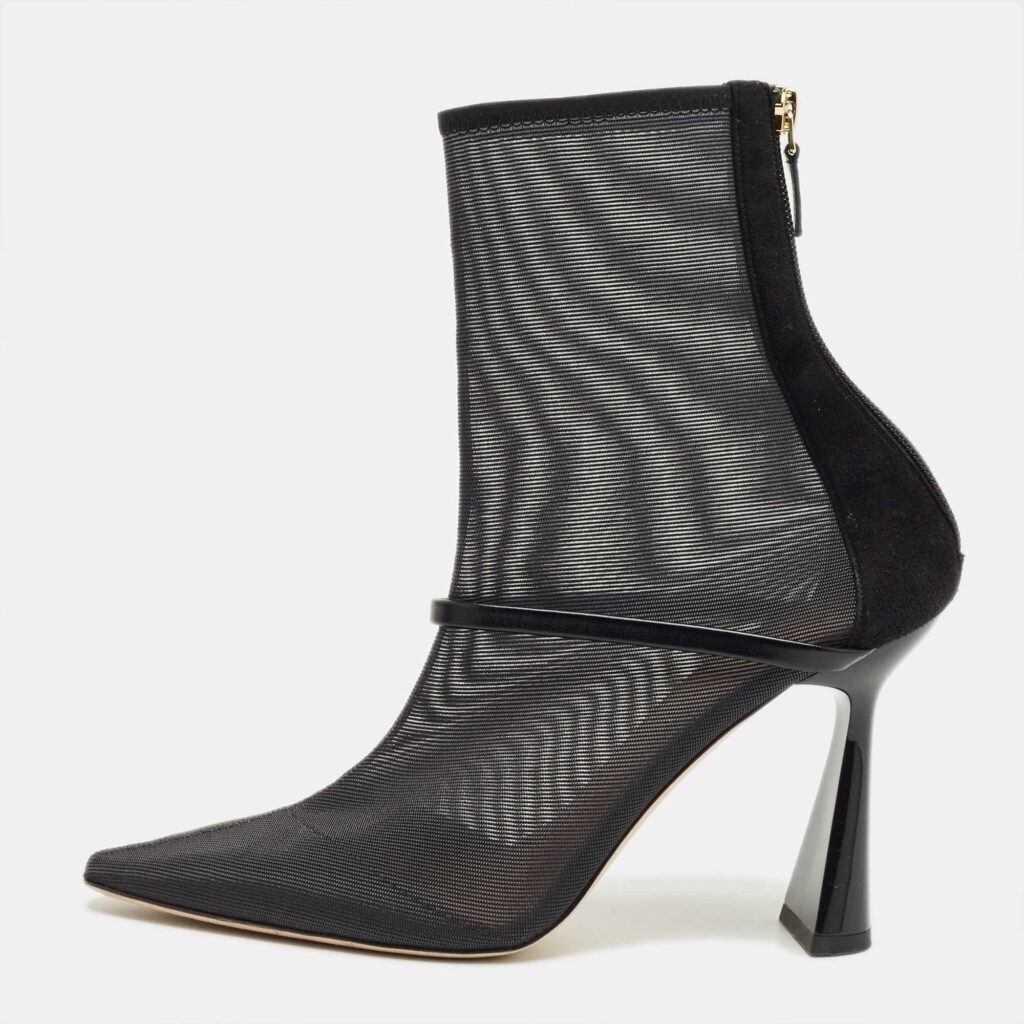 luxury-women-malone-souliers-used-shoes-p1218237-001-1.jpg Malone Souliers Black Leather and Mesh Ankle Length Boots Size 40