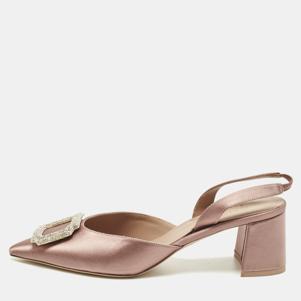 Malone Souliers Rose Gold Satin Marion Slingback Pumps Size 39
