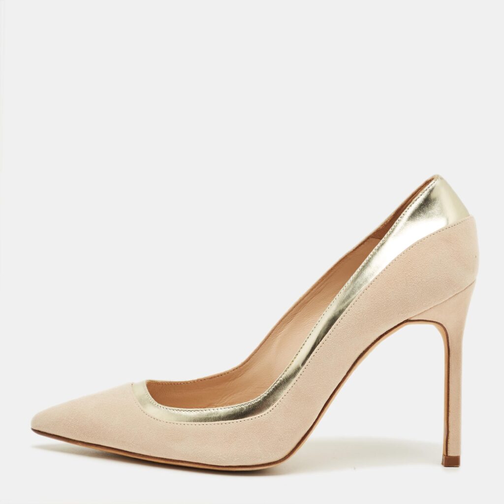 Malone Souliers Cream/Gold Patent Leather and Suede Pointed Toe Pumps Size 36 Malone Souliers Cream/Gold Patent Leather and Suede Pointed Toe Pumps Size 36