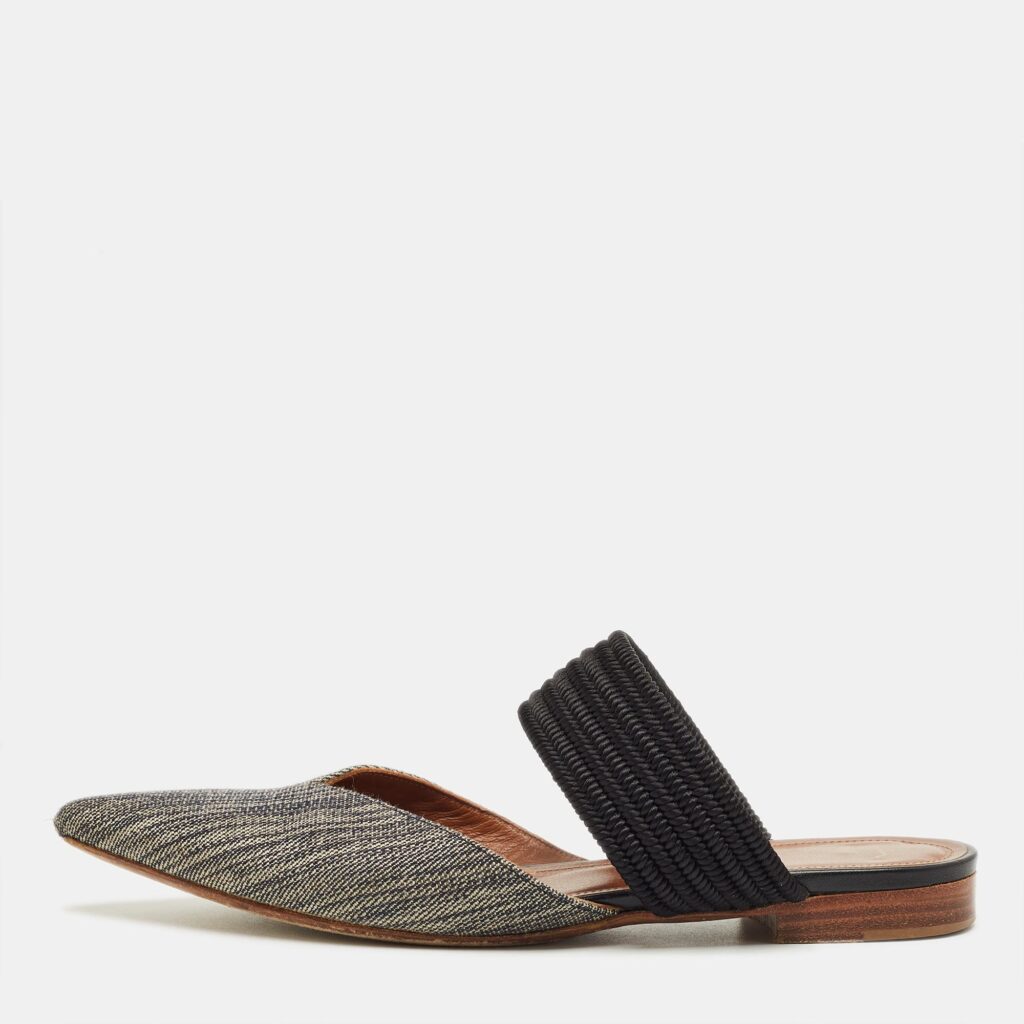 Malone Souliers Beige/Black Canvas Maisie Mules Size 36.5 Malone Souliers Beige/Black Canvas Maisie Mules Size 36.5