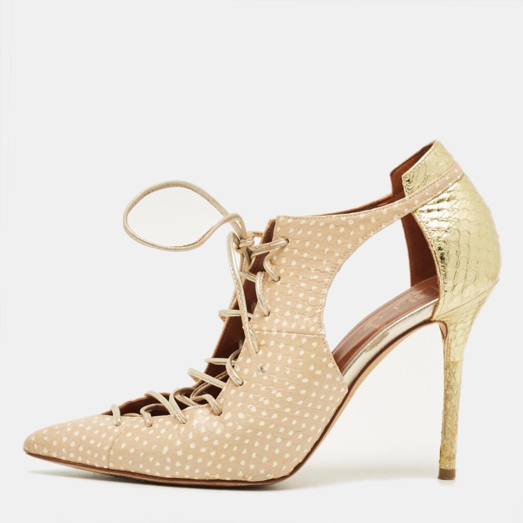 Malone Souliers Beige Python Embossed Leather Montana Booties Size 37 Malone Souliers Beige Python Embossed Leather Montana Booties Size 37