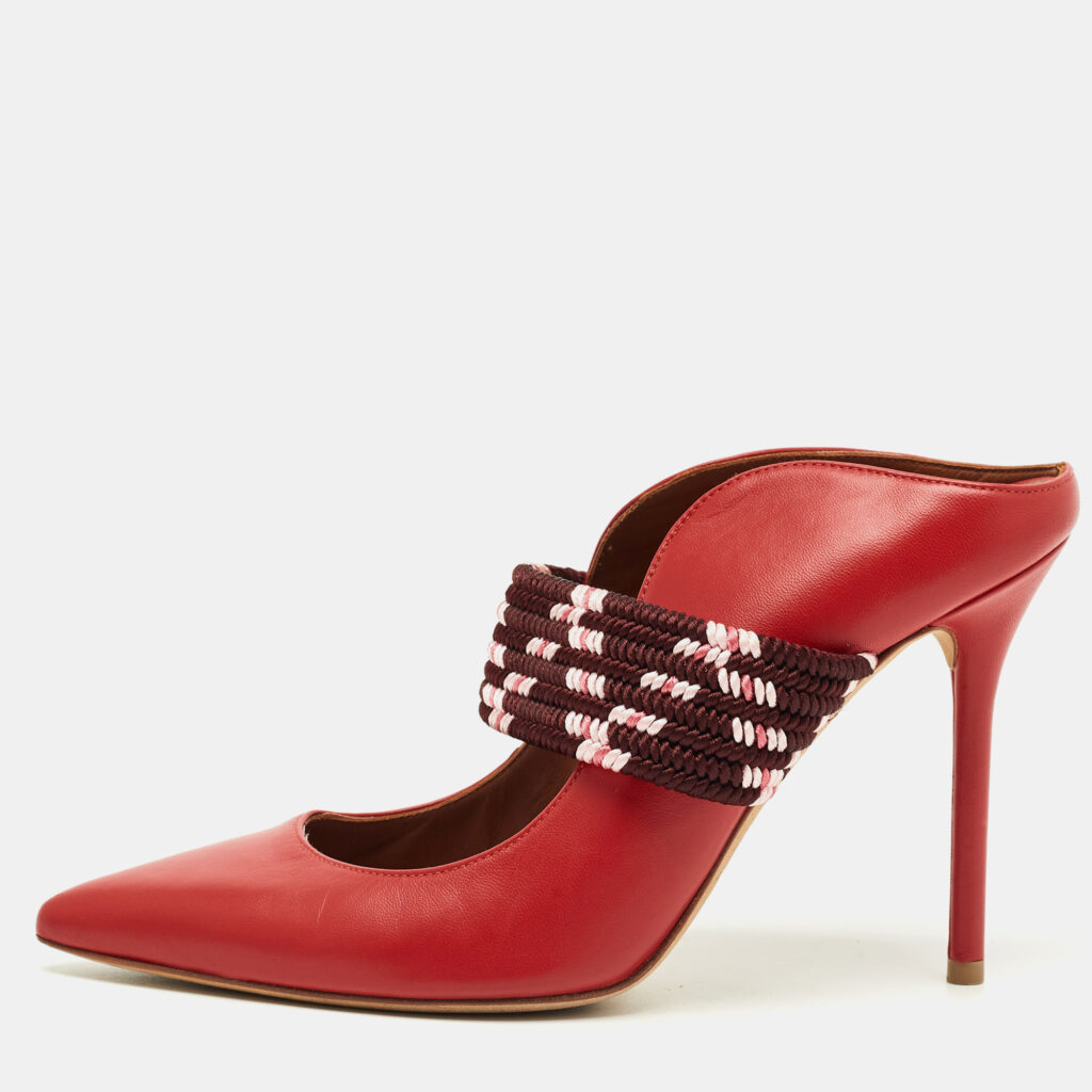 Malone Souliers Red Leather Mara Mules Size 37