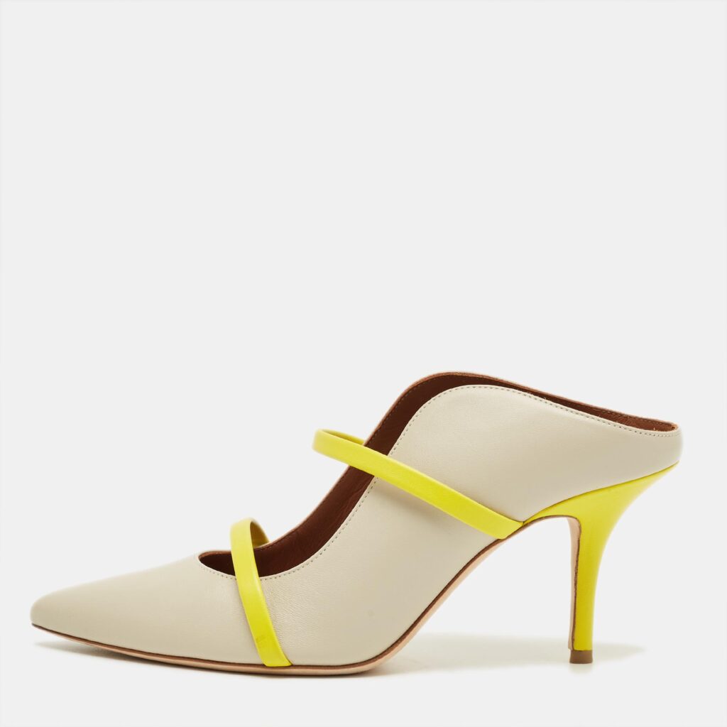 Malone Souliers Grey/Yellow Leather Maureen Mules Size 39 Malone Souliers Grey/Yellow Leather Maureen Mules Size 39