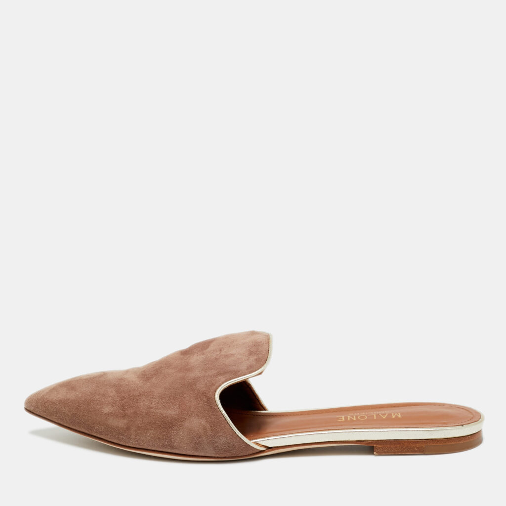 Malone Souliers Brown Suede Marianne Flat Mules Size 38