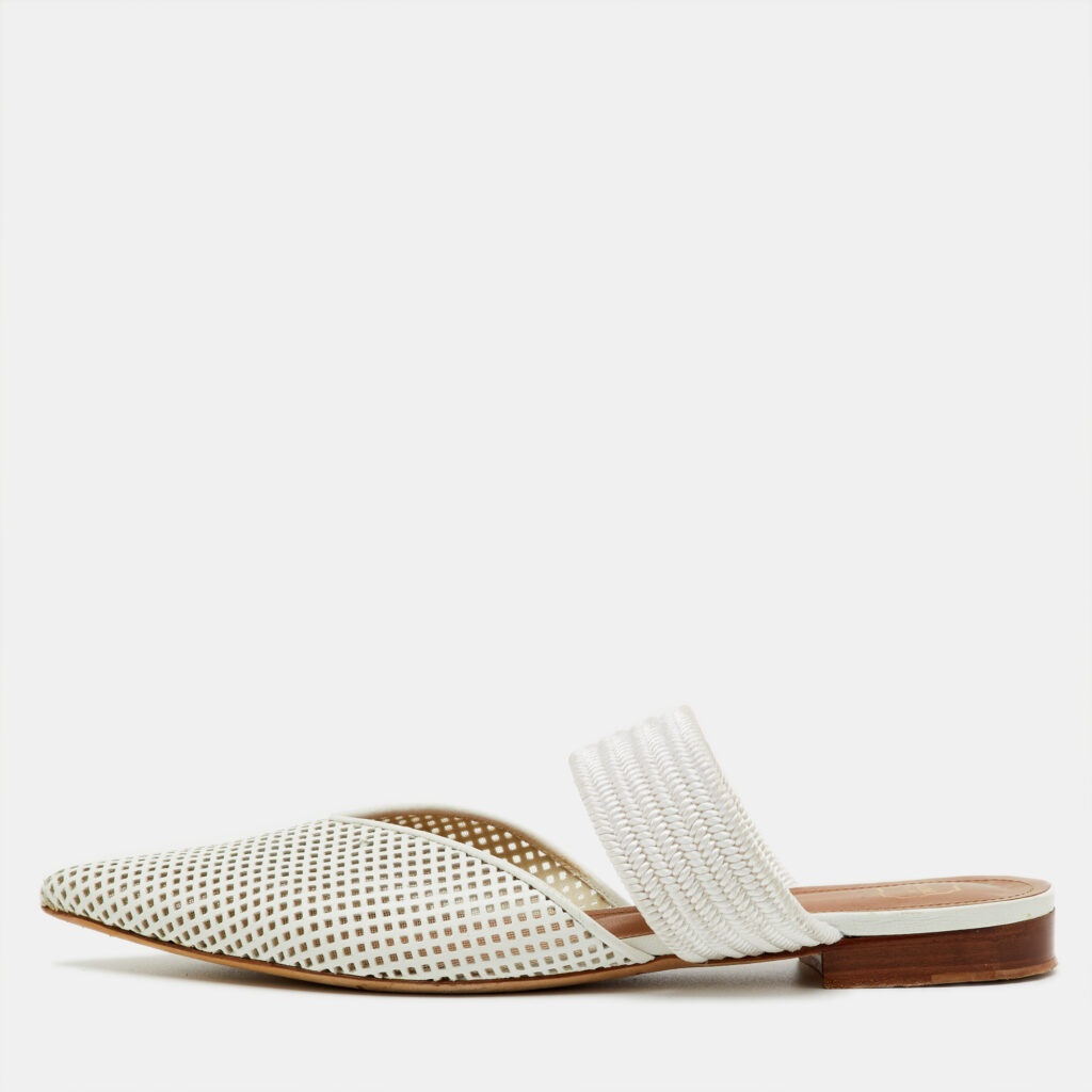 luxury-women-malone-souliers-used-shoes-p1244846-001-1.jpg Malone Souliers White Perforated Leather and Maisie Cord Pointed Toe Mules Size 40.5