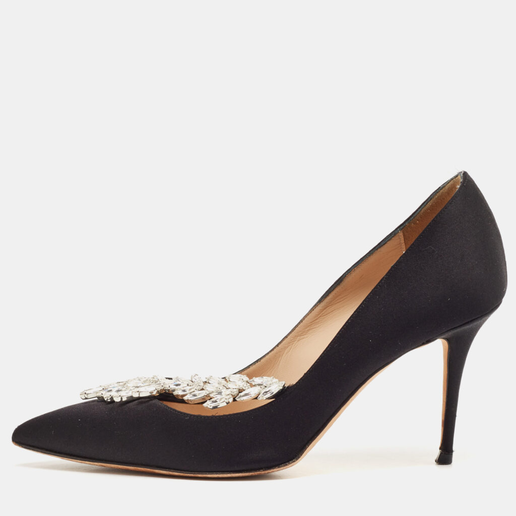 Manolo Blahnik Black Satin Nadira Pumps Size 37.5 Manolo Blahnik Black Satin Nadira Pumps Size 37.5