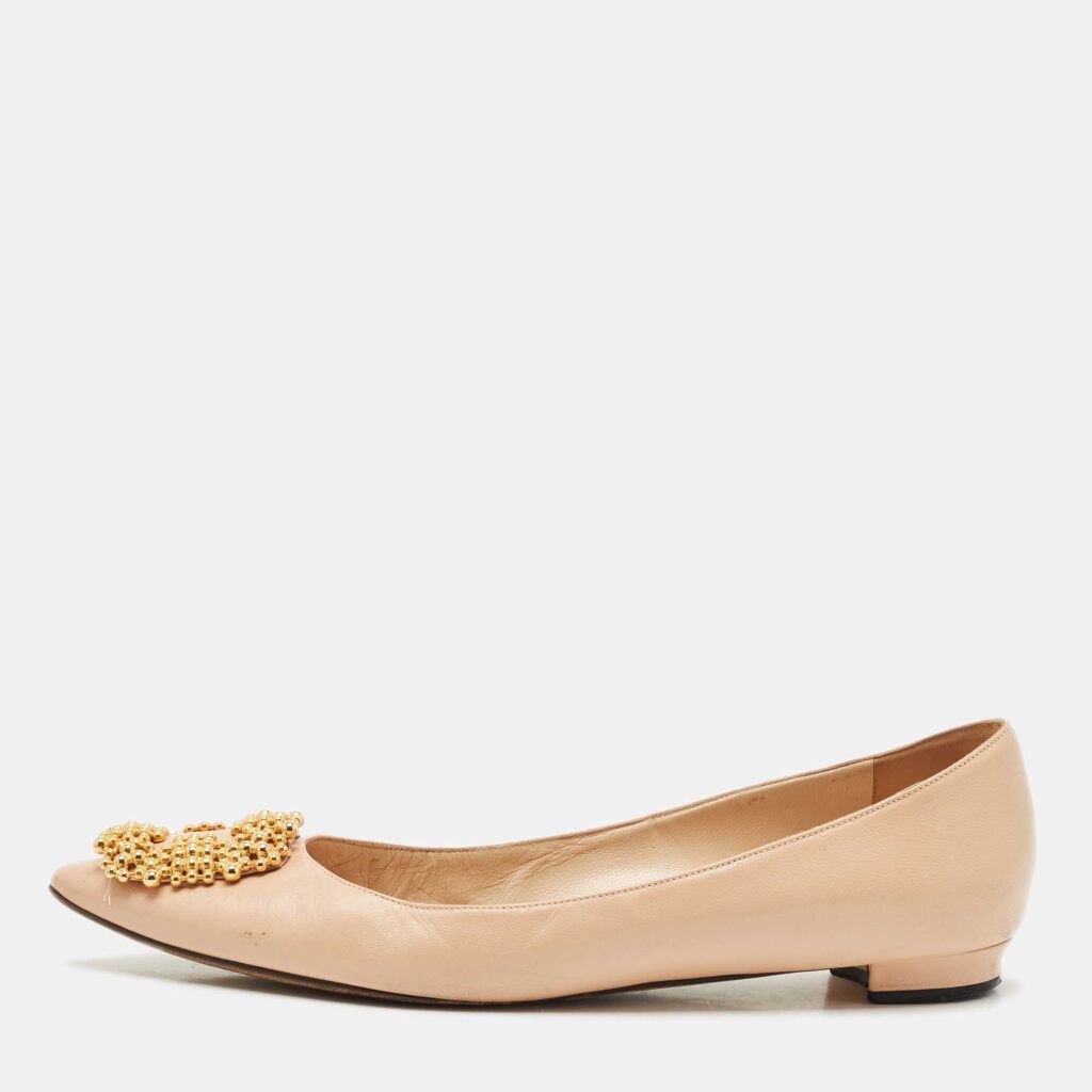 Manolo Blahnik Peach Leather Hangisi Ballet Flats Size 39.5 Manolo Blahnik Peach Leather Hangisi Ballet Flats Size 39.5