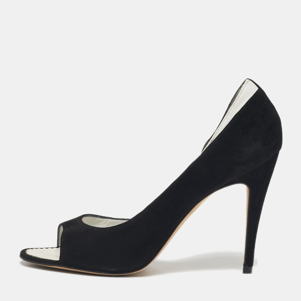 Manolo Blahnik Black Suede Open Toe D'orsay Pumps Size 40.5 Manolo Blahnik Black Suede Open Toe D'orsay Pumps Size 40.5
