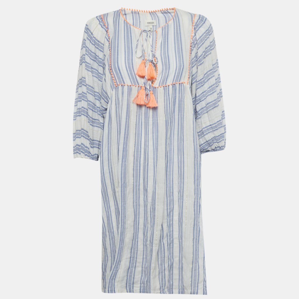 Manoush Blue/White Striped Cotton Loose Fit Dress S