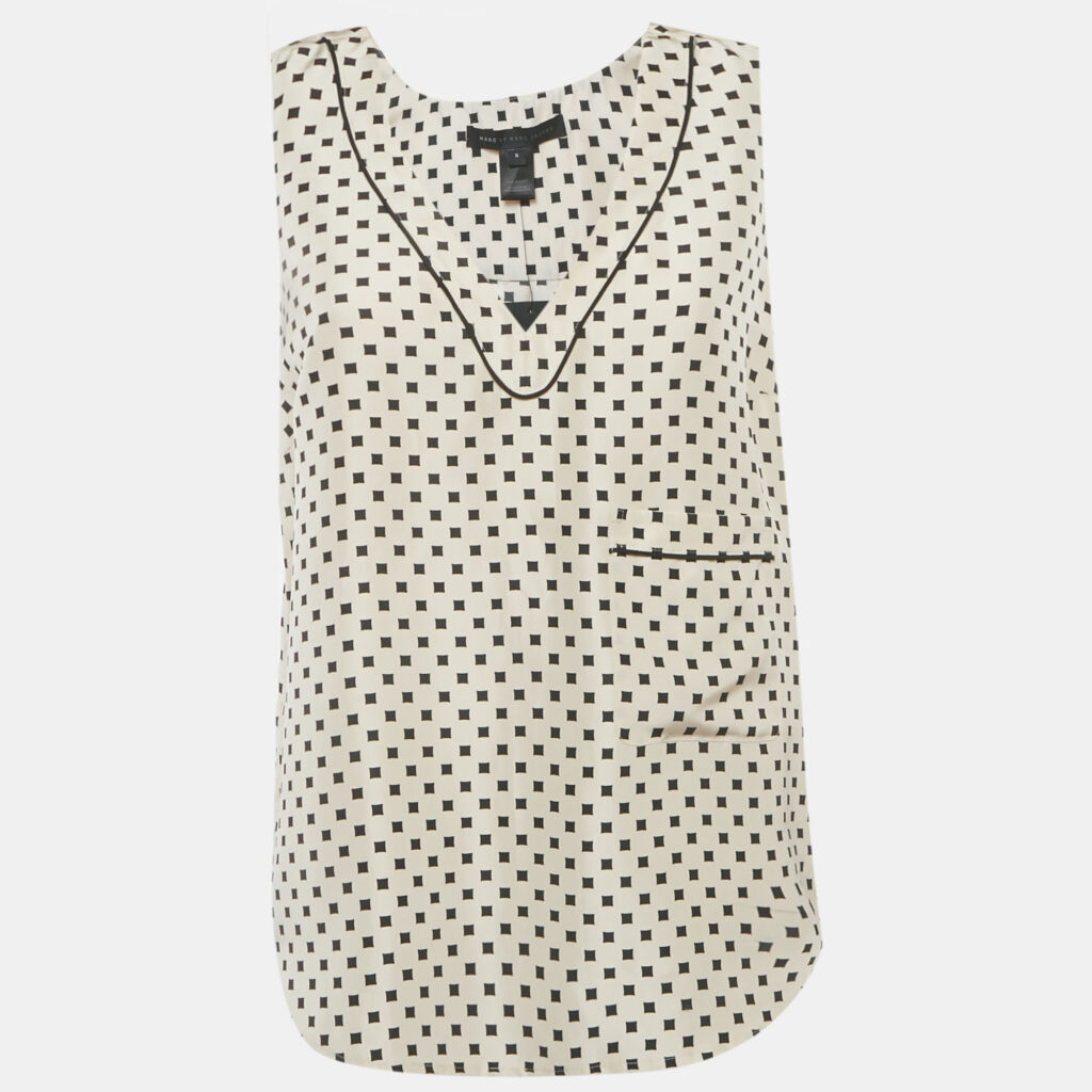 Marc By Marc Jacobs Pale Buff Printed Silk Sleeveless Top S Marc By Marc Jacobs Pale Buff Printed Silk Sleeveless Top S
