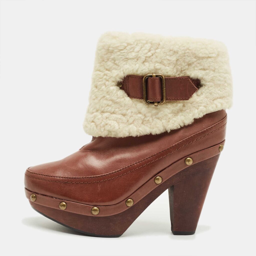 Marc by Marc Jacobs Brown Leather and Shearling Ankle Length Boots Size 37 Marc by Marc Jacobs Brown Leather and Shearling Ankle Length Boots Size 37