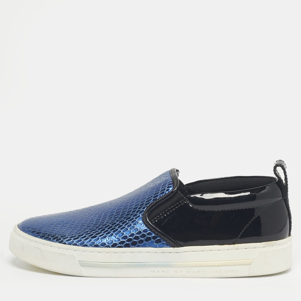 Marc by Marc Jacobs Blue/black python embossed and patent leather Broome slip on Sneakers Marc by Marc Jacobs Blue/black python embossed and patent leather Broome slip on Sneakers