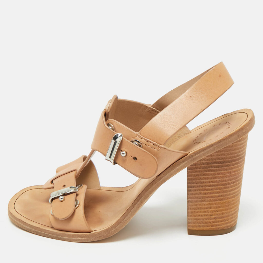 luxury-women-marc-by-marc-jacobs-used-shoes-p1218707-010-1.jpg Marc by Marc Jacobs Beige Leather T-Strap Buckle Sandals Size 37