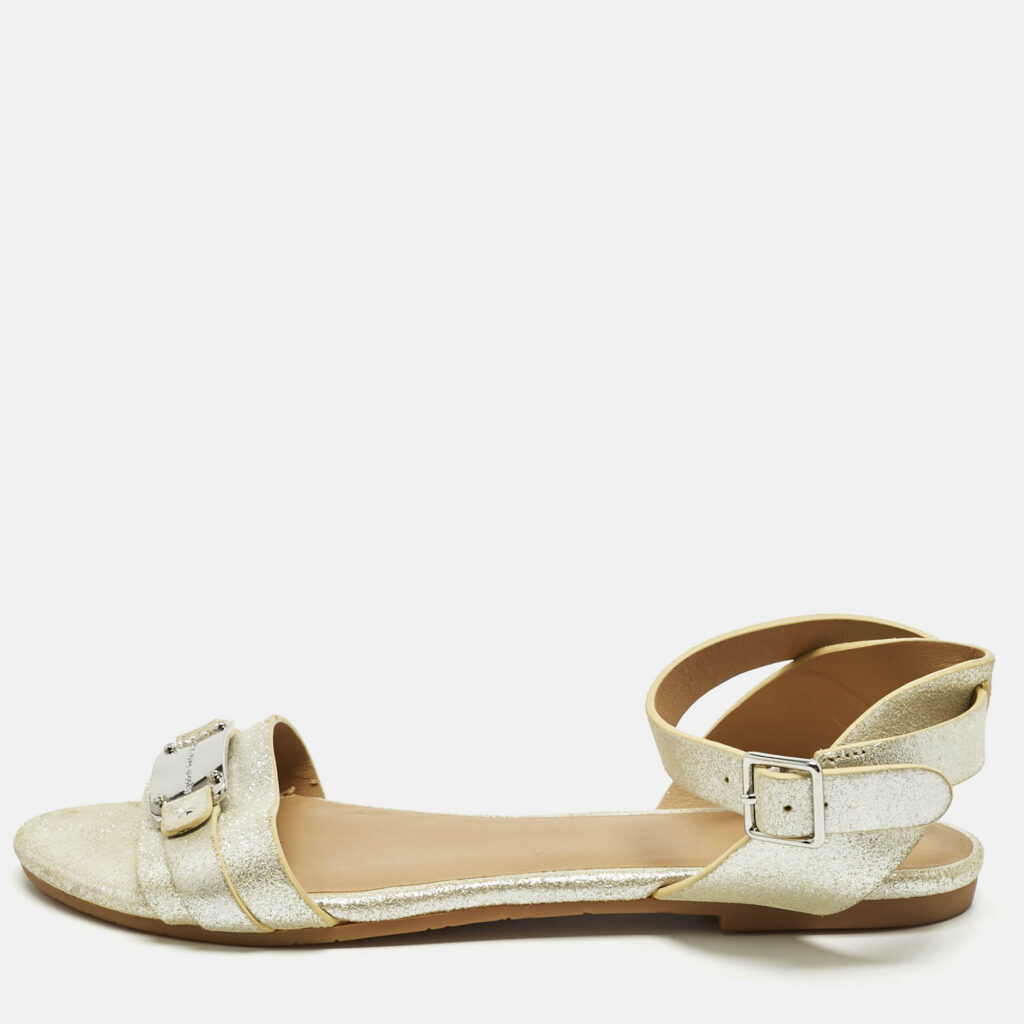 Marc by Marc Jacobs Silver Nubuck Leather Ankle Strap Flats Size 36 Marc by Marc Jacobs Silver Nubuck Leather Ankle Strap Flats Size 36