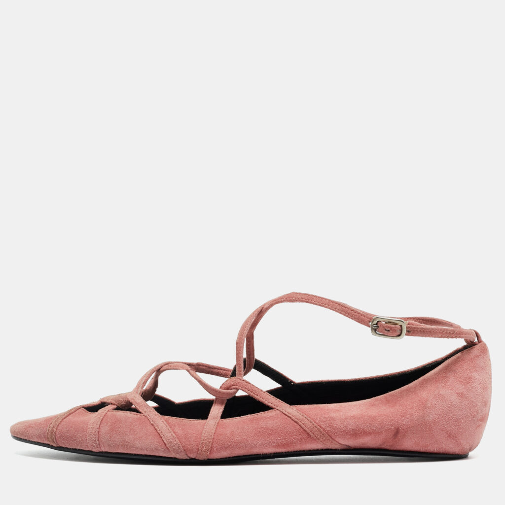 luxury-women-marc-by-marc-jacobs-used-shoes-p1220991-001.jpg Marc by Marc Jacobs Pink Suede Strappy Ballet Flats Size 37
