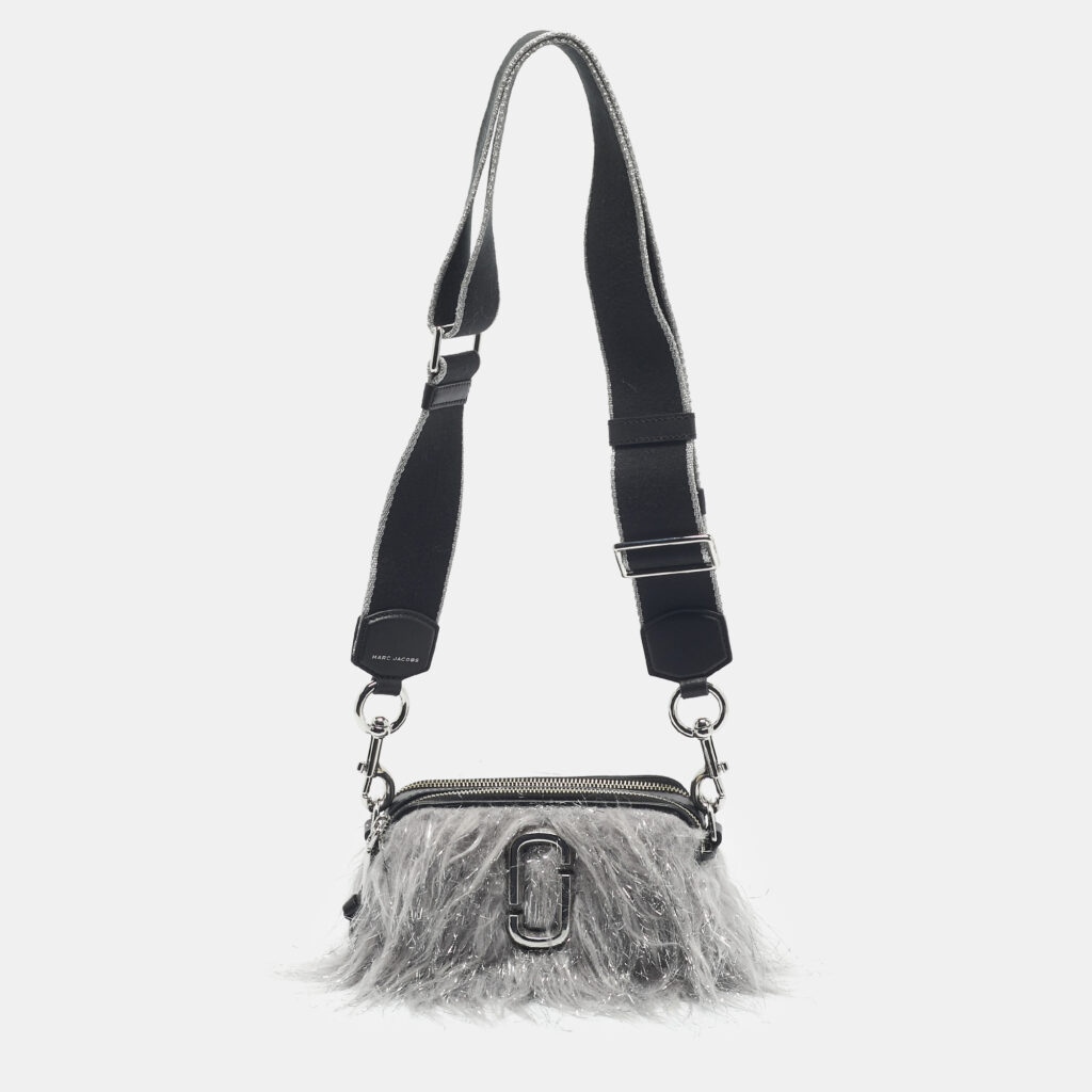 Marc Jacobs Grey/Black Faux Fur and Leather The Creature Snapshot Crossbody Bag Marc Jacobs Grey/Black Faux Fur and Leather The Creature Snapshot Crossbody Bag