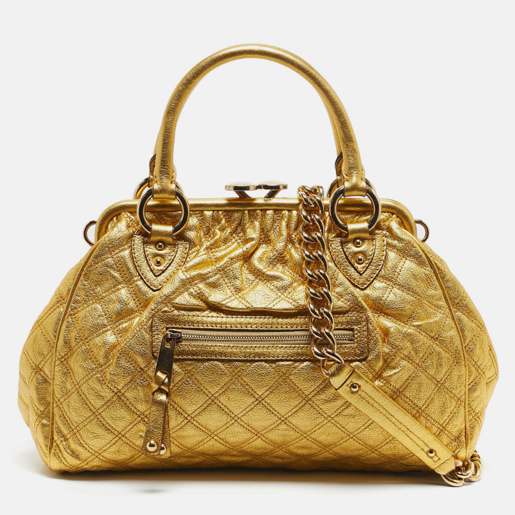 Marc Jacobs Gold Quilted Leather Stam Satchel Marc Jacobs Gold Quilted Leather Stam Satchel