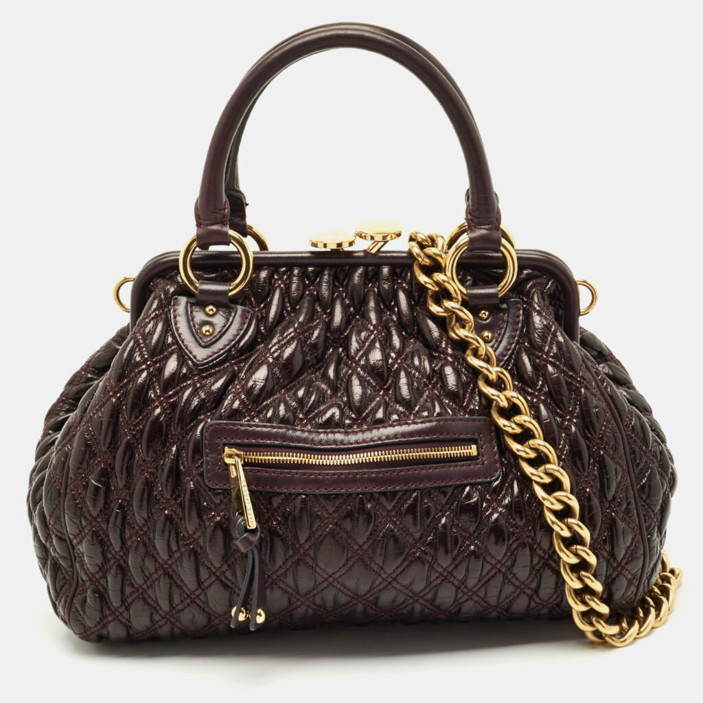 Marc Jacobs Dark Purple Quilted Leather Stam Satchel Marc Jacobs Dark Purple Quilted Leather Stam Satchel
