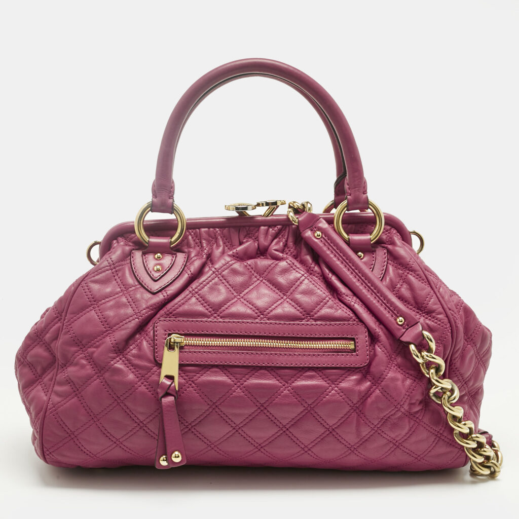 Marc Jacobs Magenta Quilted Leather Stam Satchel