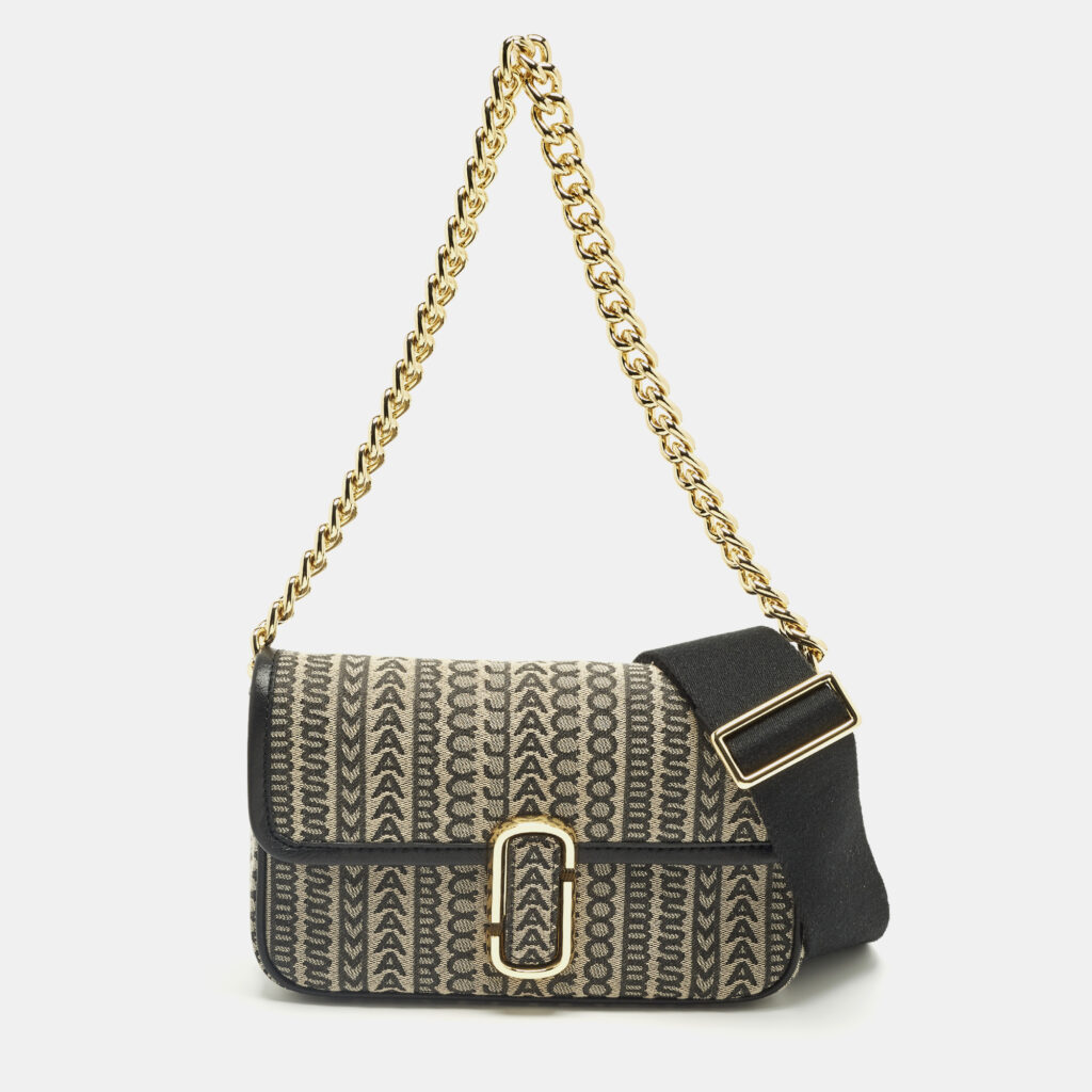 Marc Jacobs The Monogram J Marc Mini Black Fabric Shoulder Bag Marc Jacobs The Monogram J Marc Mini Black Fabric Shoulder Bag